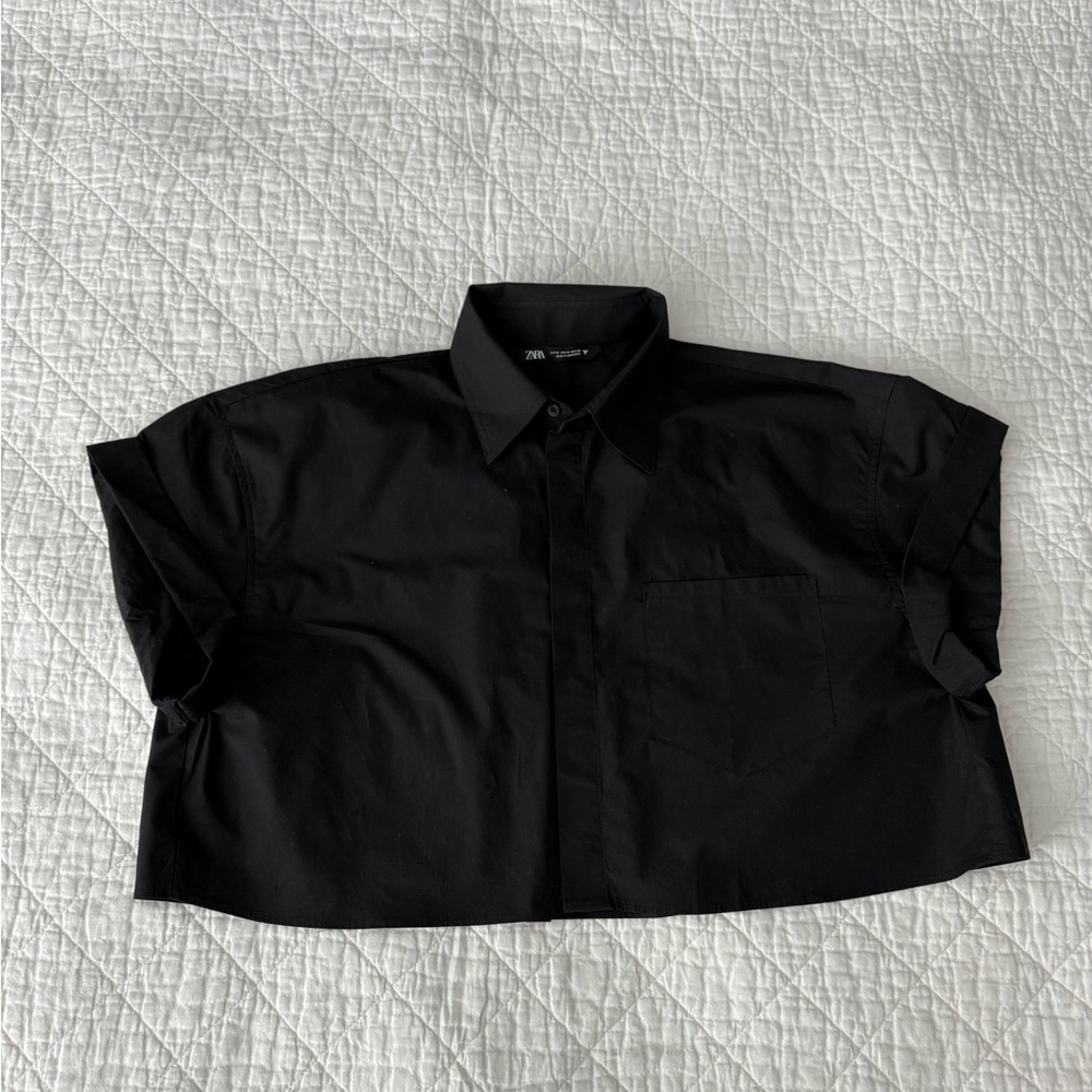 NWOT 100% Cotton Women's Black Button Down Shirt